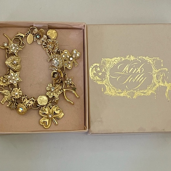 VINTAGE KIRKS FOLLY LUCKY CHARM GOLD TONED BRACELET SZ  7.5”  $75 - Picture 2 of 6